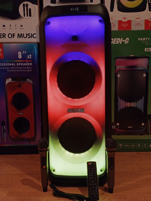 Блютуз караоке акустика Temeisheng-08А(SD,USB,FM) пультДУ, 2микрофона