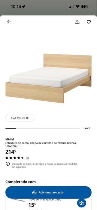 Cama MALM 160x200 com colchão ÅBYGDA novos!