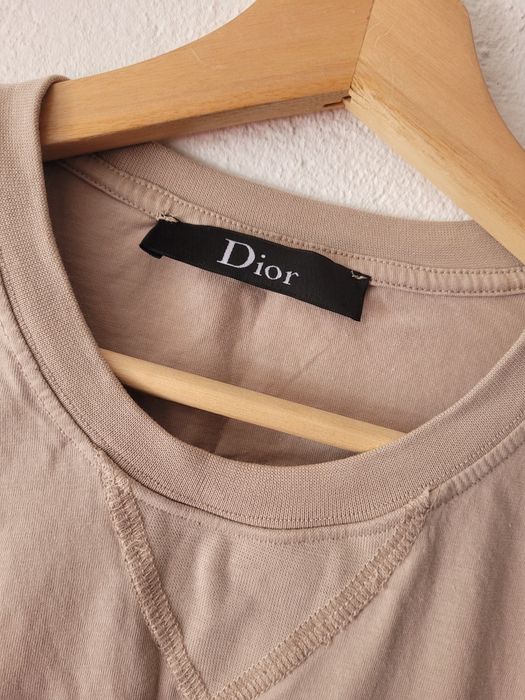 Beżowy T-shirt dior z logiem S/M 36/38 unisex