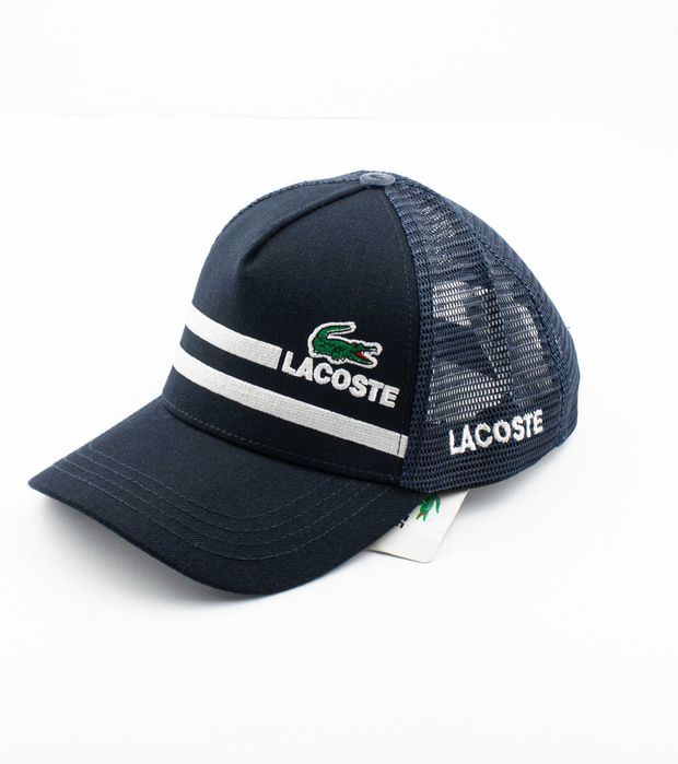Кепка бейсболка Lacoste | поліестер | тракер | чорна | синя | сіра з вишивкою | принтом