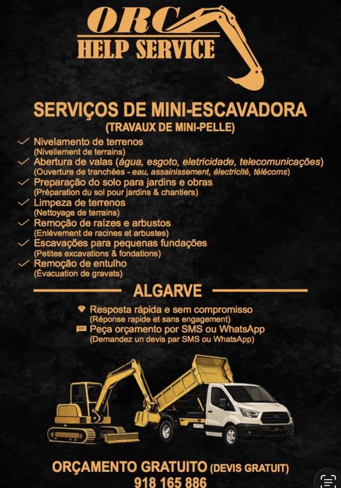 Mini Escavadora 1.5T | Limpeza de Terrenos e Valas – Faro & Algarve