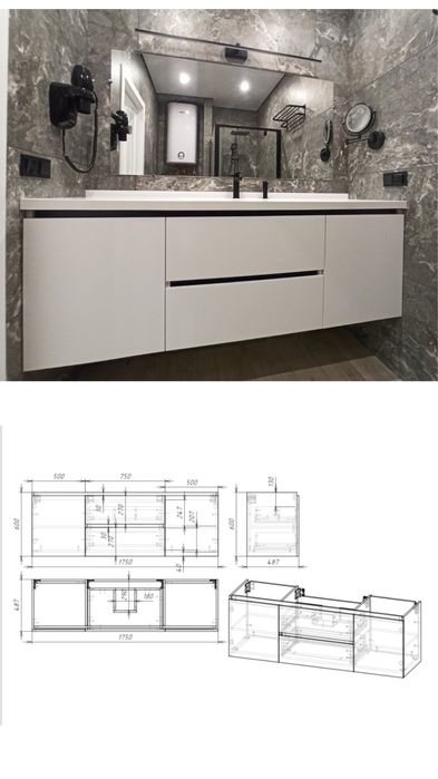 Столешня (стільниця, столешница) зі штучного каменю над пральною машин