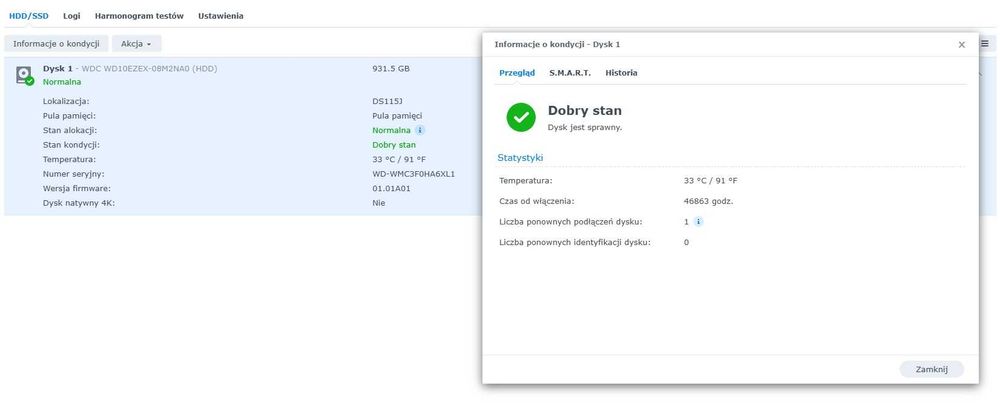 Synology DS115j, DYSK WD BLUE 1000GB, NAS