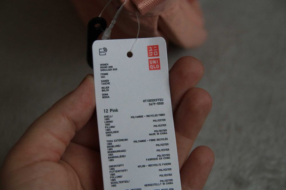 Kultowa, pojemna torebka - nerka Uniqlo, morelowa, jasny róż, NOWA