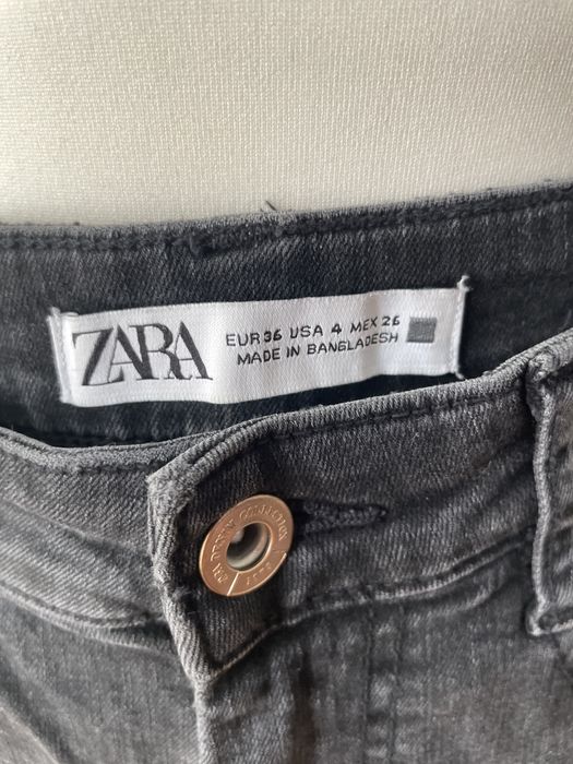 Grafitowe nowe spodnie jeansy zara S