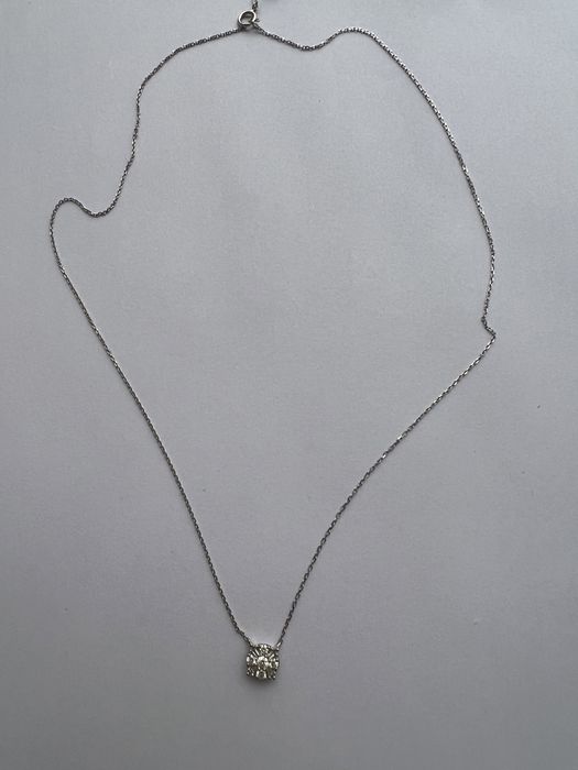 Золотая цепочка колье с бриллиантами белое золото 585 проба