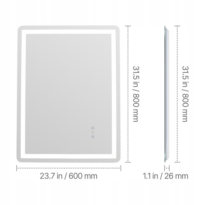 Lustro łazienkowe VEVOR LED 60X80CM Z regulacją barwy I przeciwmgielne