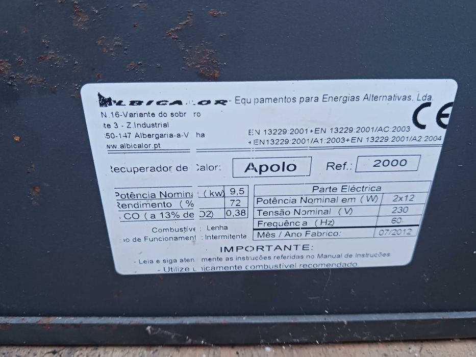 Recuperador  de calor Albicalor Apolo 2000 novo