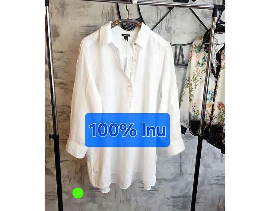 H&M BB komfortowa lniana koszula sukienka roz 50