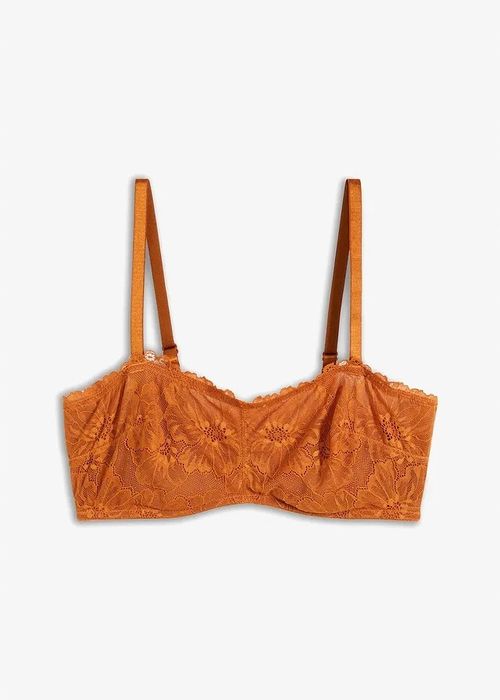 B.P.C biustonosz balkonetka na fiszbinach miękki koronkowy brązowy 80A