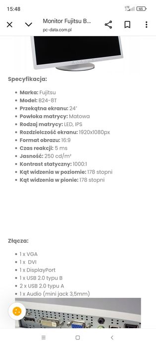 Monitor Fujitsu B24-8T 24 cale