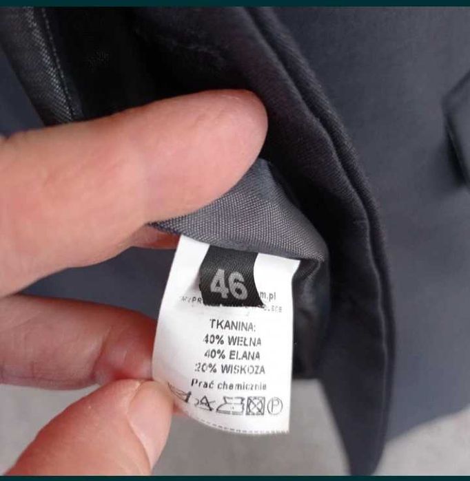 Garnitur Męski Sako 42 Grafitowy