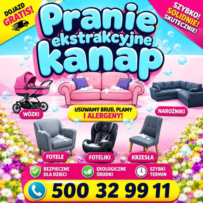 Czyszczenie Tapicerki Pranie Kanap Sof Foteli Krzeseł Materacy Wózków Dziecięcych