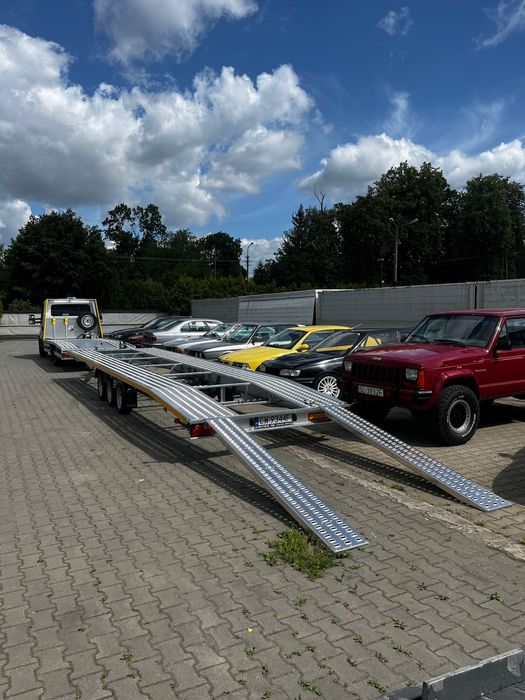 Wypożyczalnia przyczep przyczepa laweta 2 auta 3500kg DMC 3,5t Piasecz