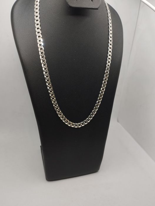 Srebrny łańcuszek, pancerka, próba 925, długość 50 cm