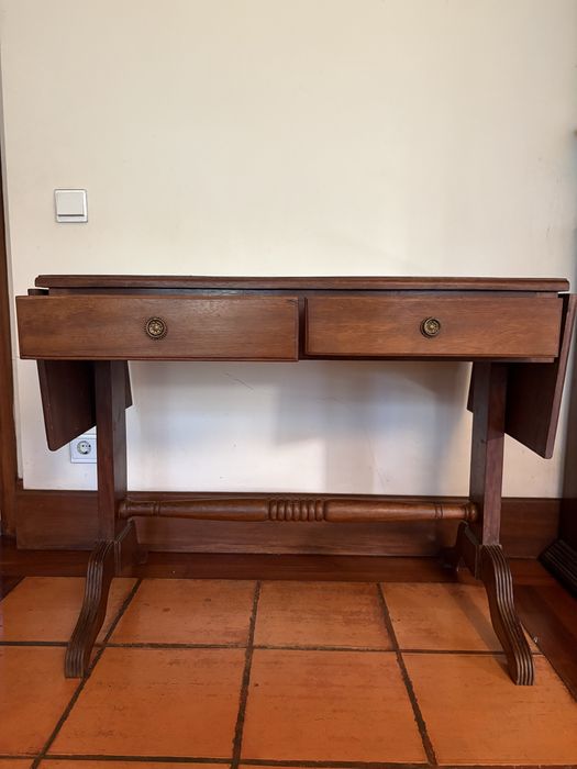 Mesa de Apoio / Secretária Antiga com Abas (Sofa Table) Estilo Inglês