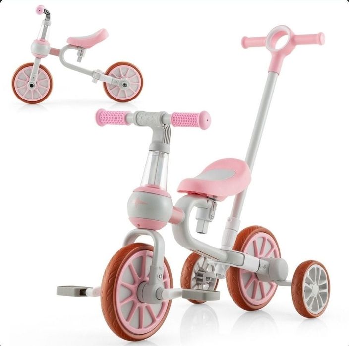 Rowerek trójkołowy 4 w 1 dla dzieci różowy