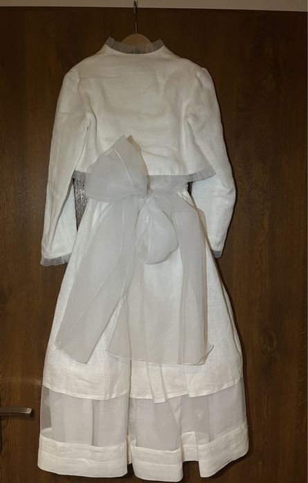 Sukienka komunijna lniana miniNiebo