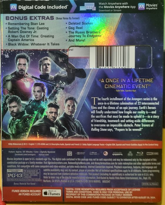 Blu ray Marvel Месники:Фінал імпорт,ліцензія.