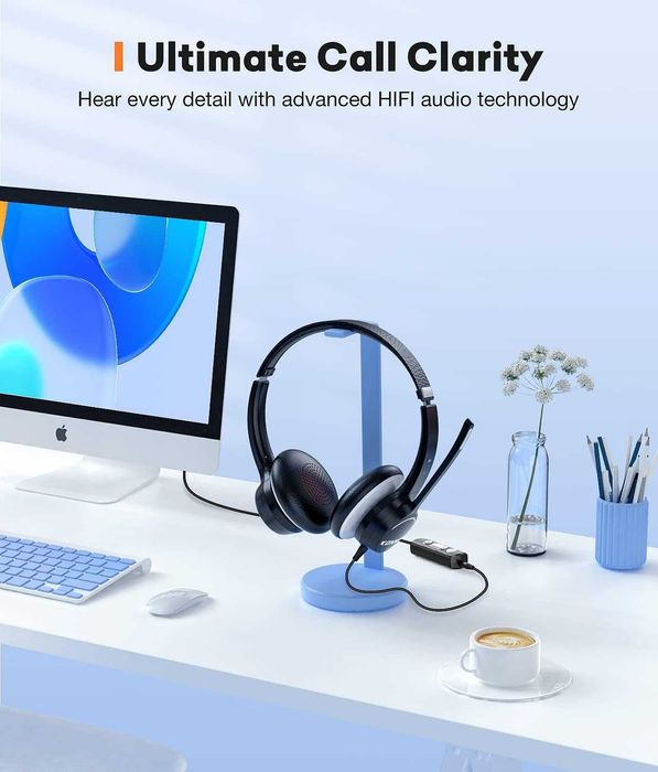 KONNAO Diret – Zestaw słuchawkowy USB z mikrofonem  Do pracy, nauki,