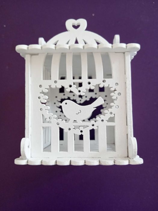 Mini Gaiola Passarinhos (Porta Alianças) de madeira