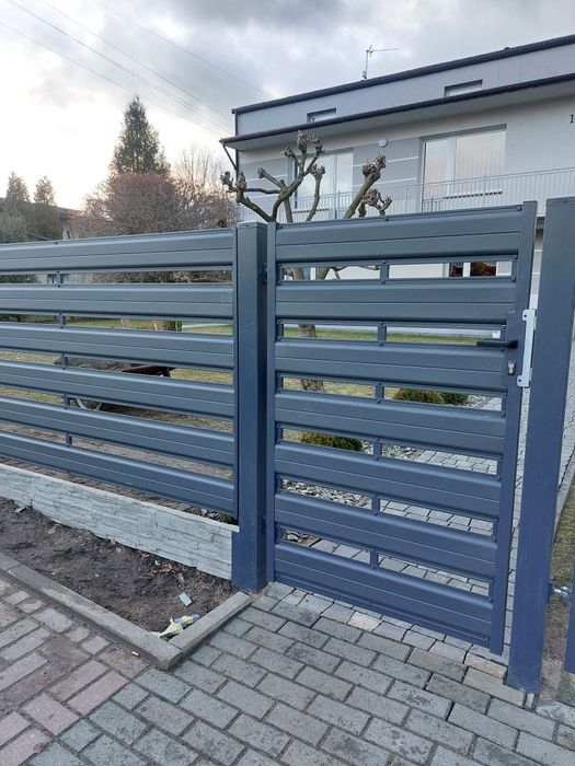 sztachety metalowe brama furtka 4 m x 1,7 h