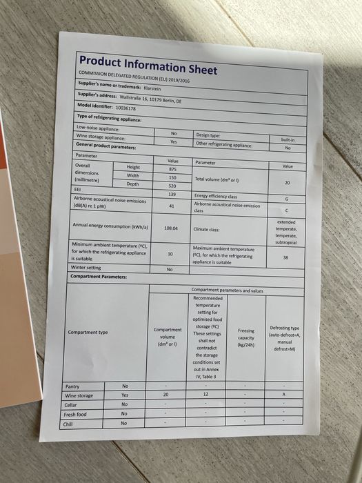 Klarstein vinovilla 7 winiarka chlodziarka lodowka do wina