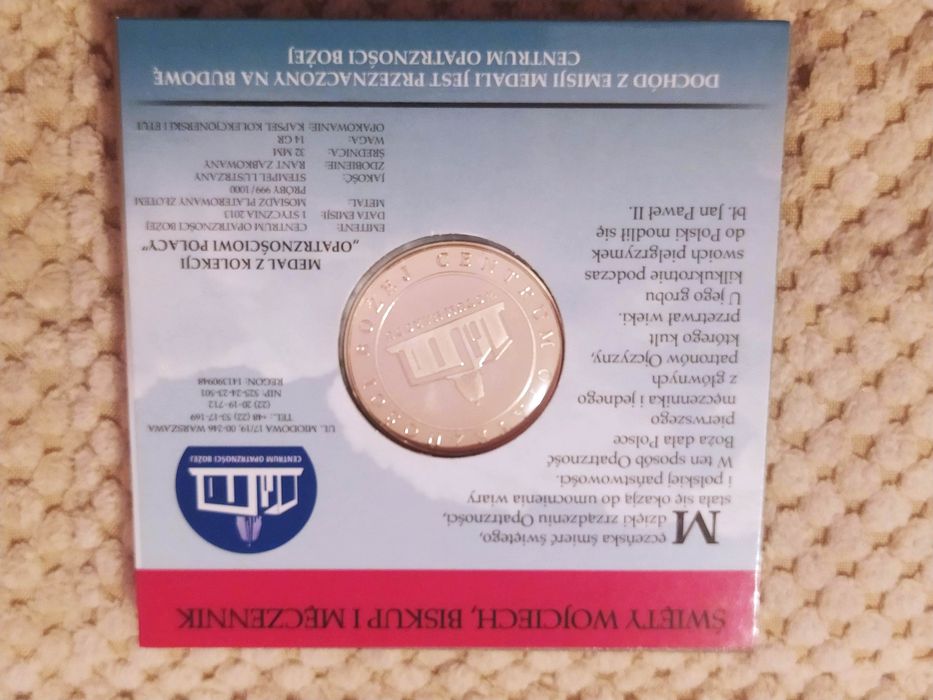 Złota emisja medale dewocjonalia Faustyna Kolbe Wyszyński Św. Wojciech