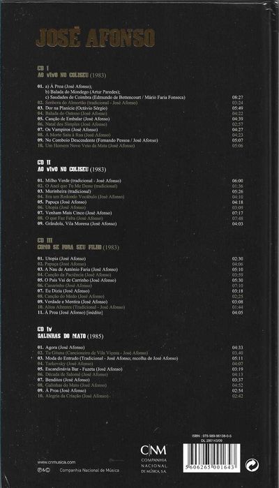 José Afonso	- - - - -		As Últimas Gravações	- - - - -	4 X CD
