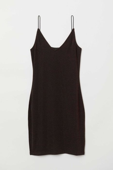 Czarna dopasowana sukienka z czerwonymi cekinami, H&M, rozmiar 36