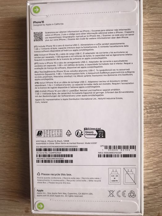 Iphone 16 novo selado nunca usado