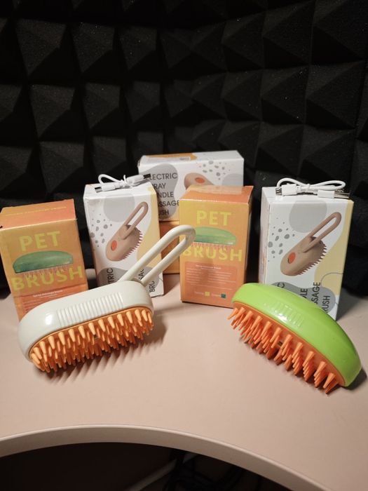 Парова щітка масажер спрей 3 в 1 для вичісування собак та котів