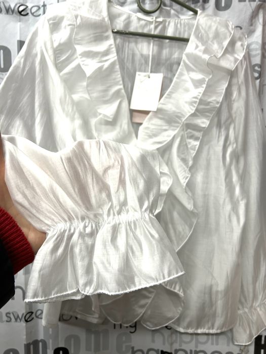 Блуза нарядная, натуральная, с воланами, Италия, М-XL