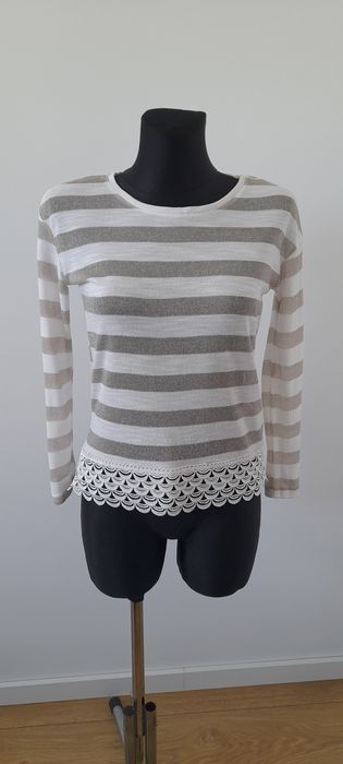 Cienki biały sweter bluzka w paski 34 Dorothy Perkins