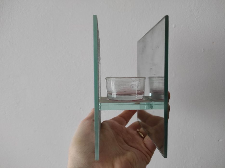 Świecznik srebrny 12x12 cm z lustrem