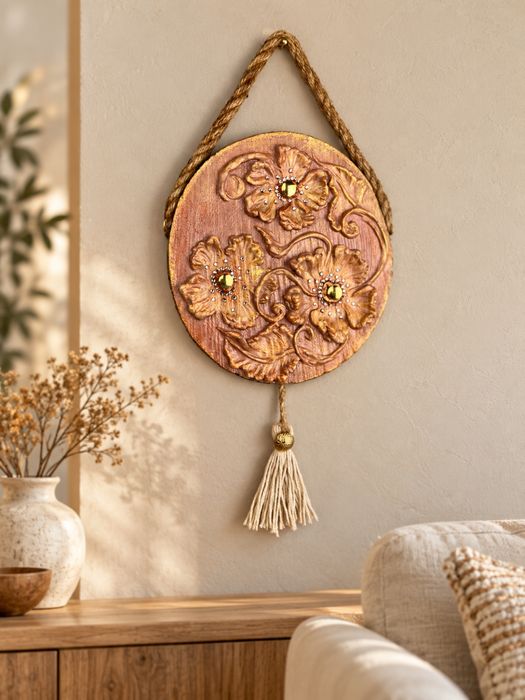 Ręcznie wykonana dekoracja ścienna z drewna, relief