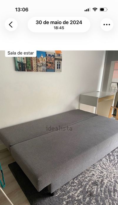 Sofá cama cinzento