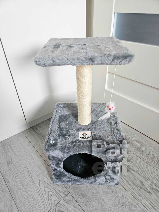 Drapak dla kota domek z platformą zabawką legowisko kompaktowy niski