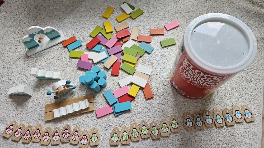 Klocki drewniane edukacyjne domino