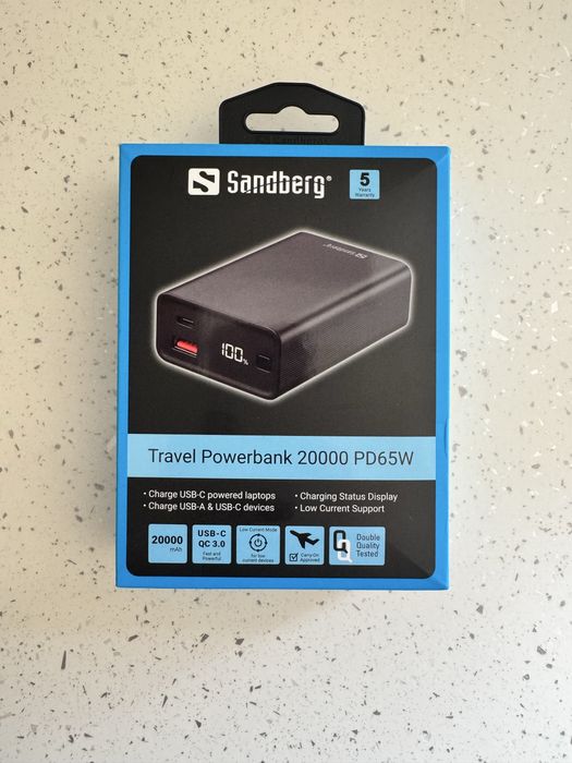 Powerbank Sandberg 20000 mAh PD 65W - для ноутбука та смартфонів