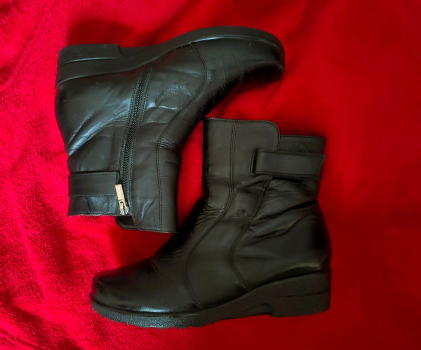 Damskie zimowe skórzane buty
