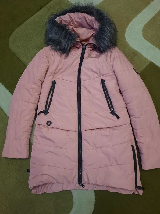 Пуховик, розовий, S-М
