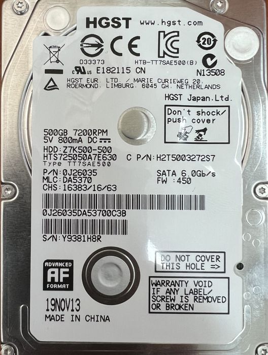 Dyski 320 GB, 500 GB oraz 1 TB 2.5”