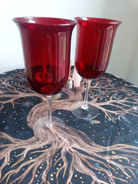 PartyLite karmazynowe kielichy – szklane świeczniki 2 szt.