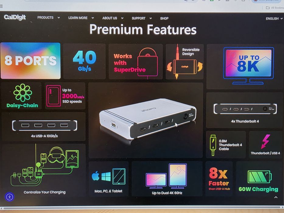 Caldigit Hub/Charger E4 - USB 3,2 Gen2 / Thunderbolt 4 (60W) /