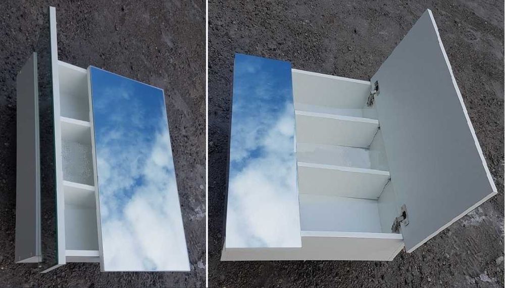 Комплект мебели в ванную: тумба с умывальником, зеркальный шкаф, пенал