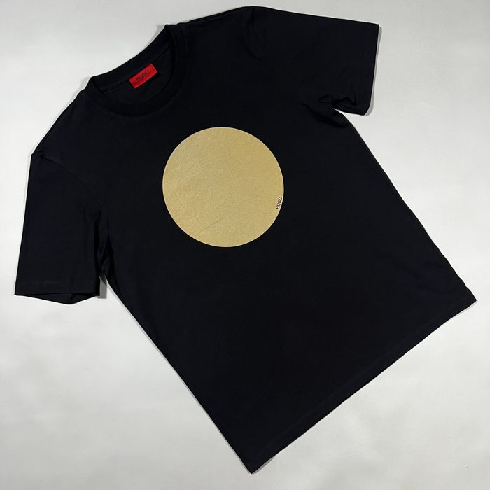 Чоловіча чорна футболка HUGO Circle Logo Print T-shirt Doriole
