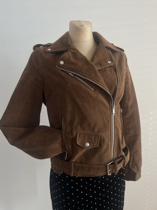 Kurtka, ramoneska brązowa z paskiem w talii rozmiar M