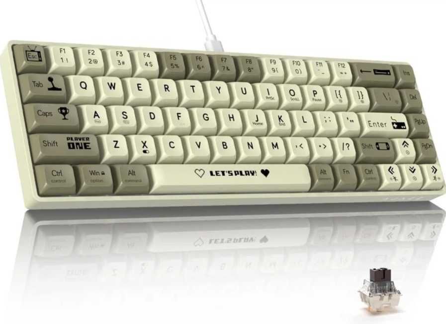 Клавіатура AJAZZ AK680 White-Grey Ігрова Дротова Механічна, RGB, Brown Switch