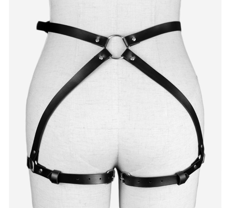 Пояс портупея гартер подвязками для чулков искусственная кожа